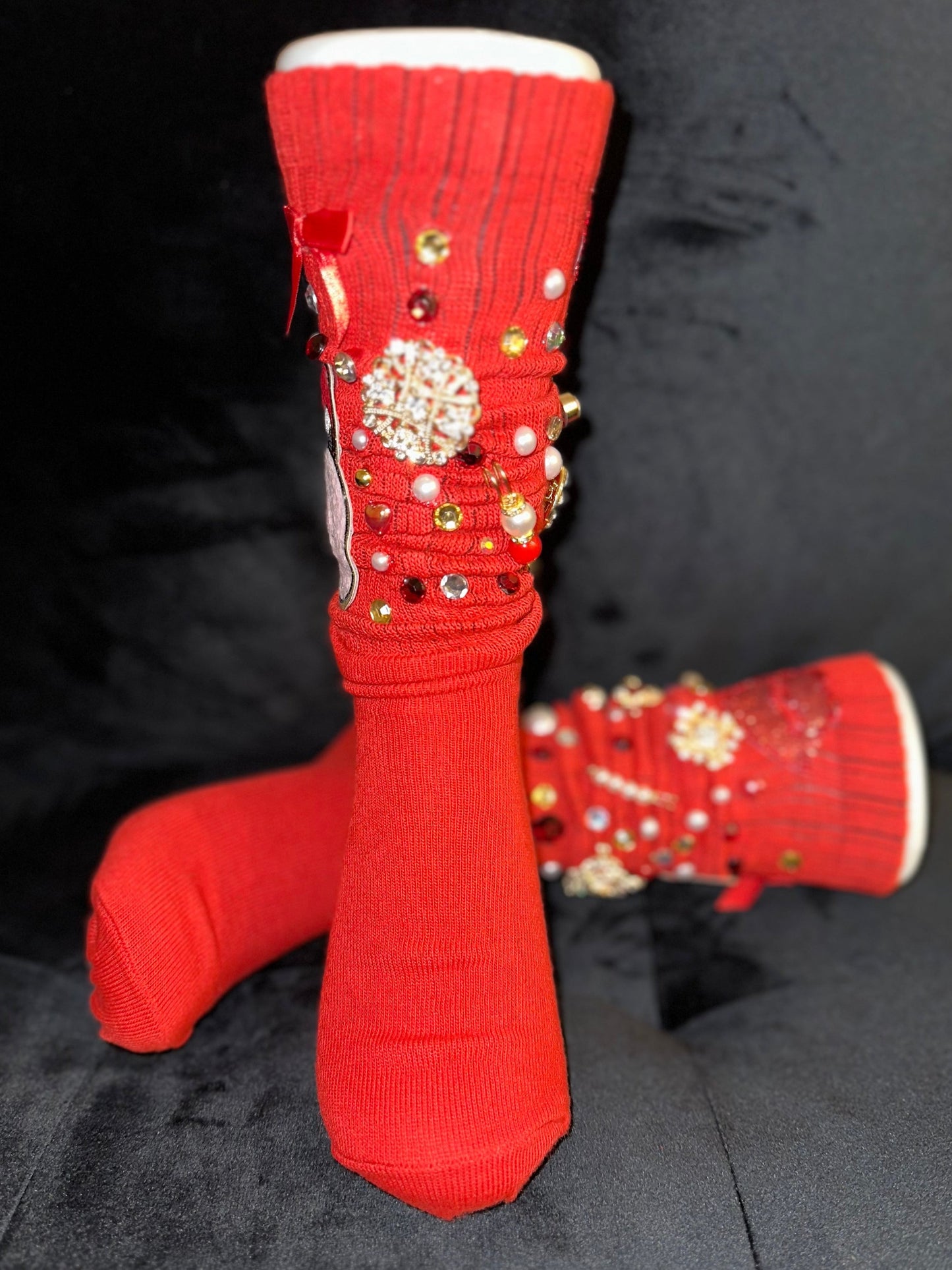 Charm Socks ~ Red w/Gold