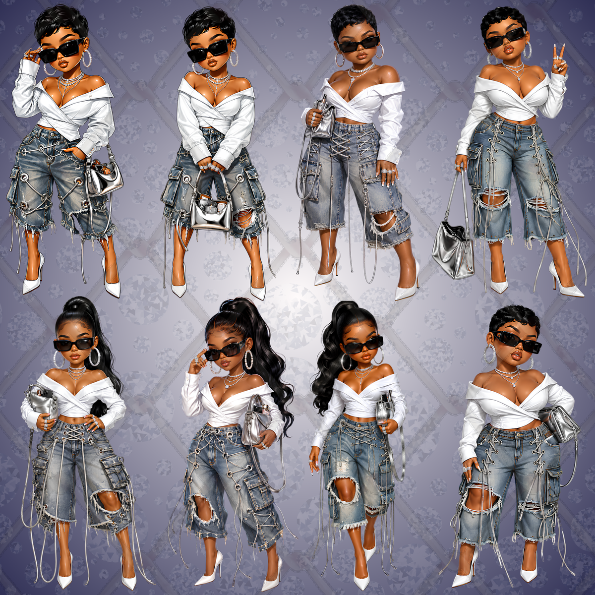 Distressed, Never Pressed Digital Doll Collection PNG 24 Bundle