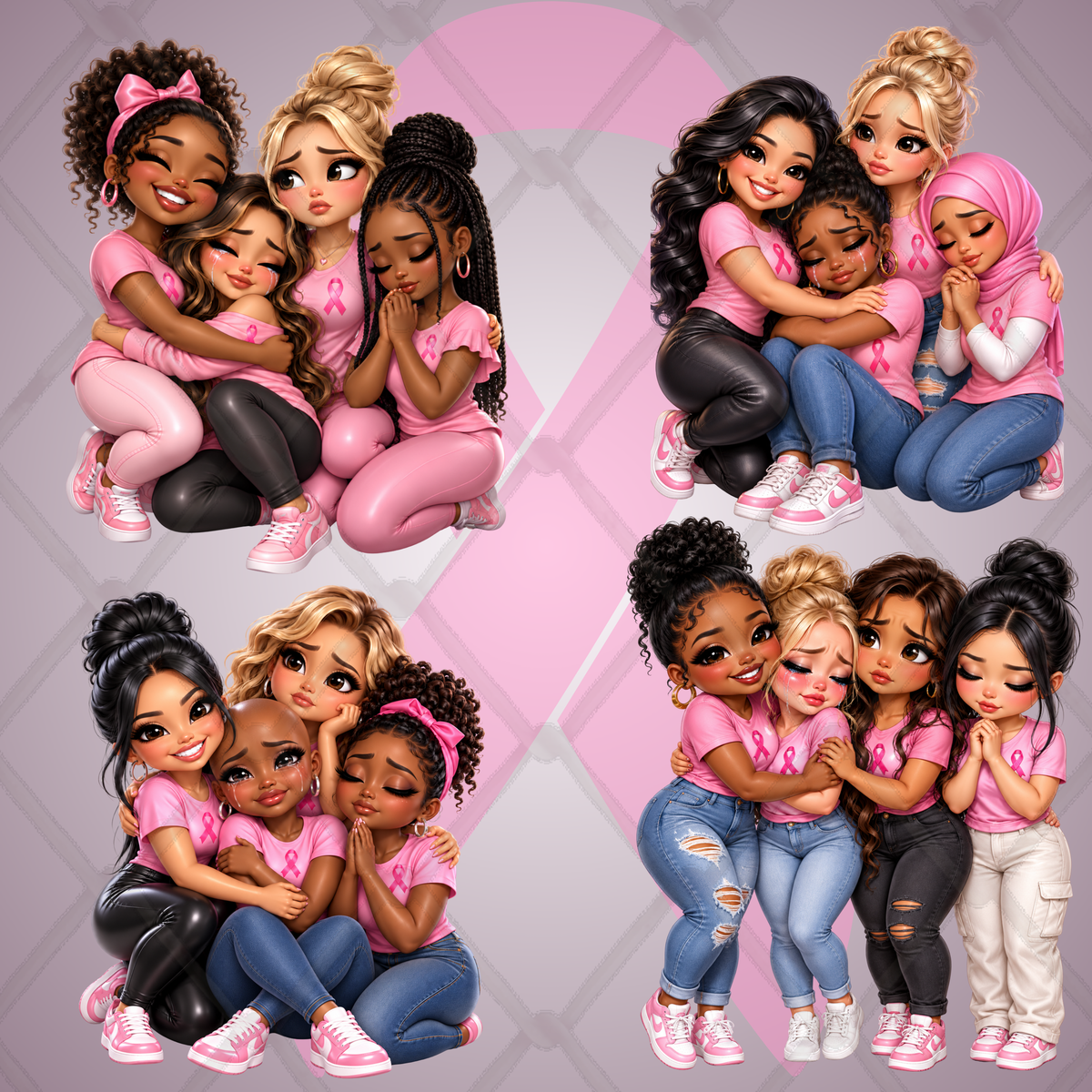 Breast Cancer Awareness | Pink Ribbon PNG 19 Bundle