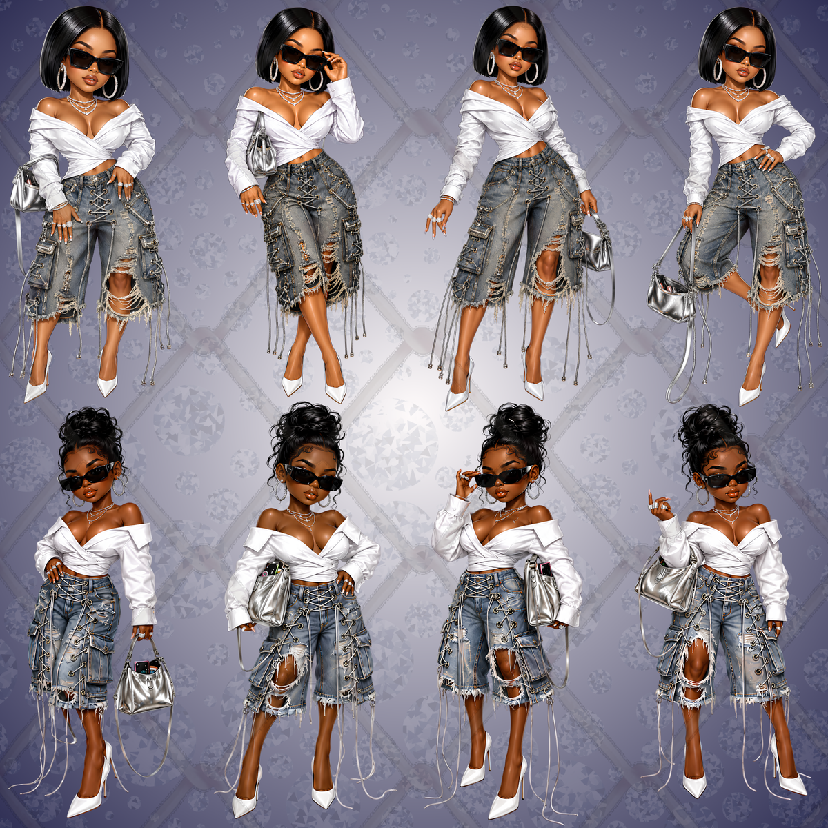 Distressed, Never Pressed Digital Doll Collection PNG 24 Bundle