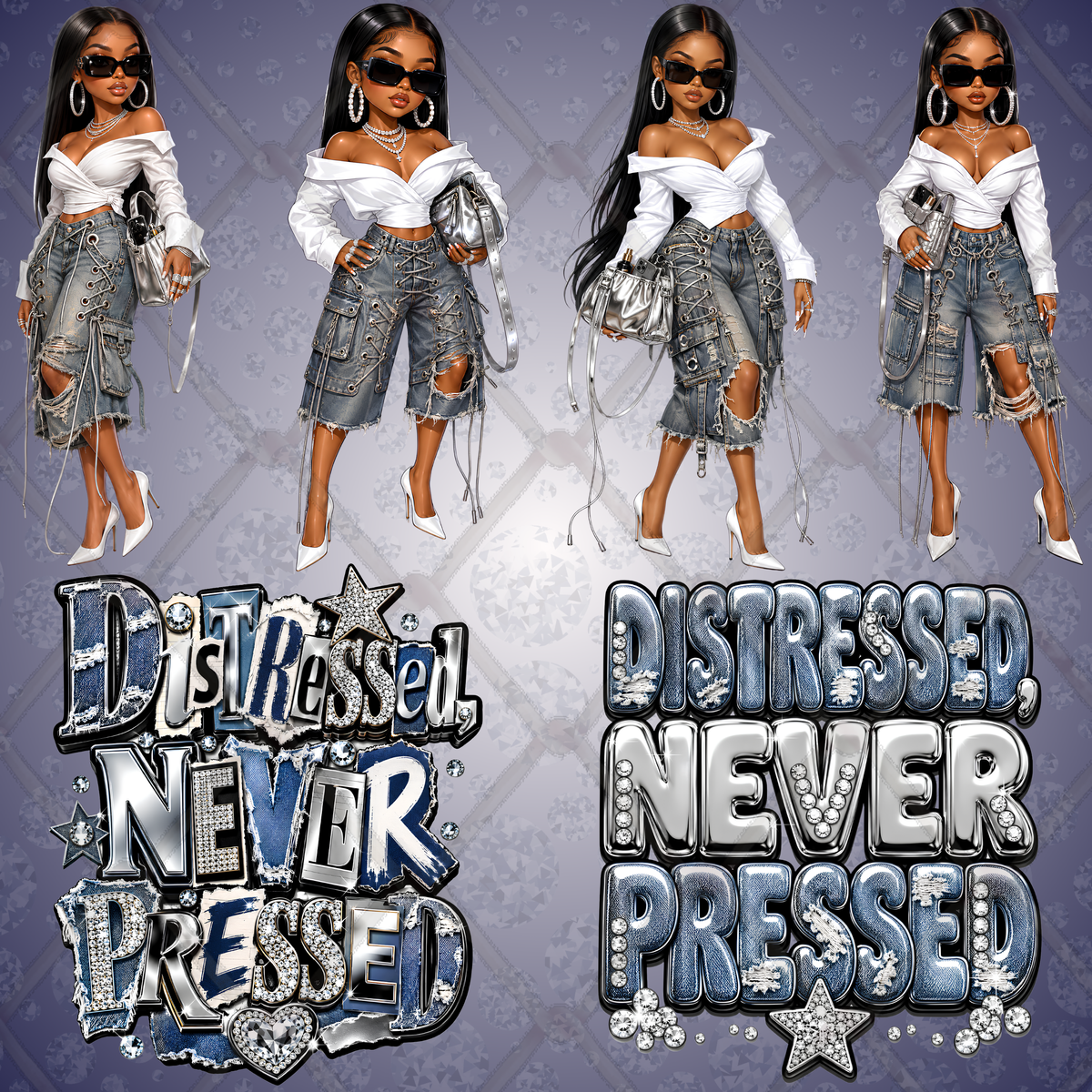 Distressed, Never Pressed Digital Doll Collection PNG 24 Bundle