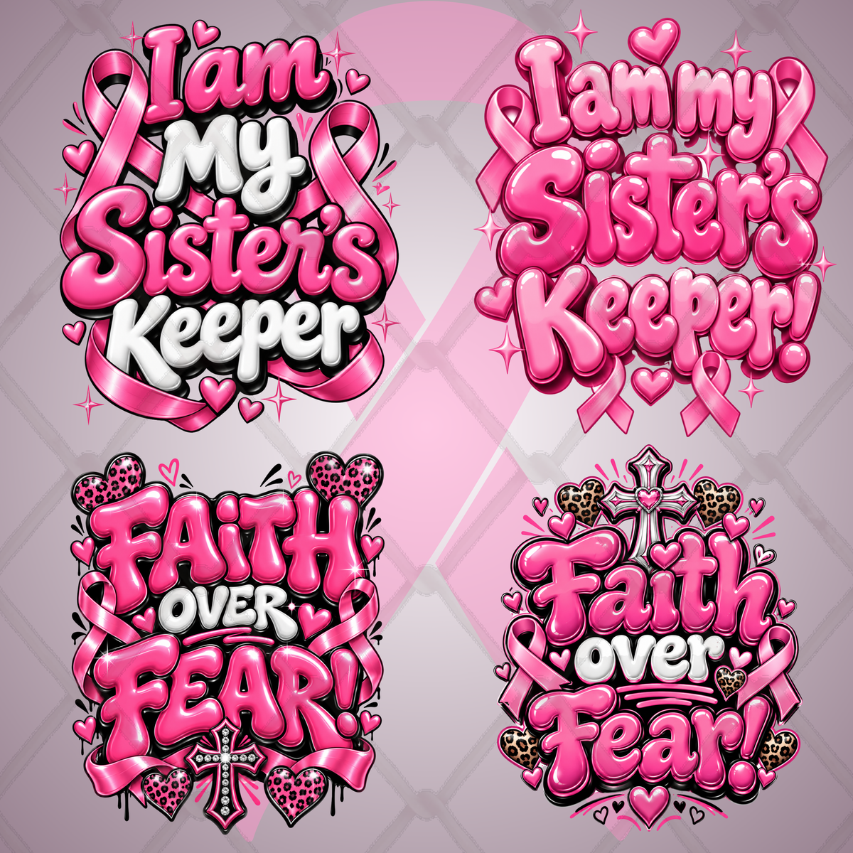 Breast Cancer Awareness | Pink Ribbon PNG 19 Bundle