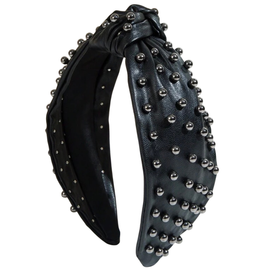 Leather Gunmetal Headband