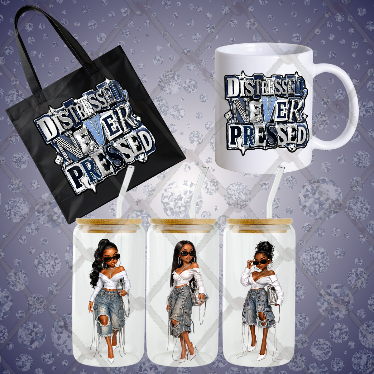 Distressed, Never Pressed Digital Doll Collection PNG 24 Bundle