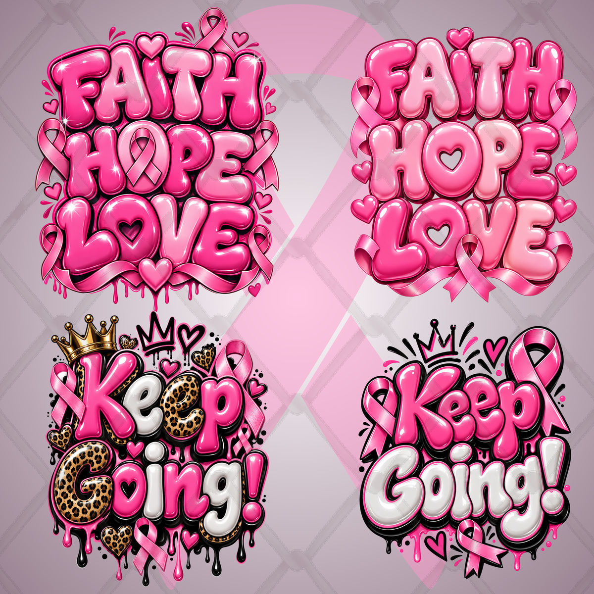 Breast Cancer Awareness | Pink Ribbon PNG 19 Bundle