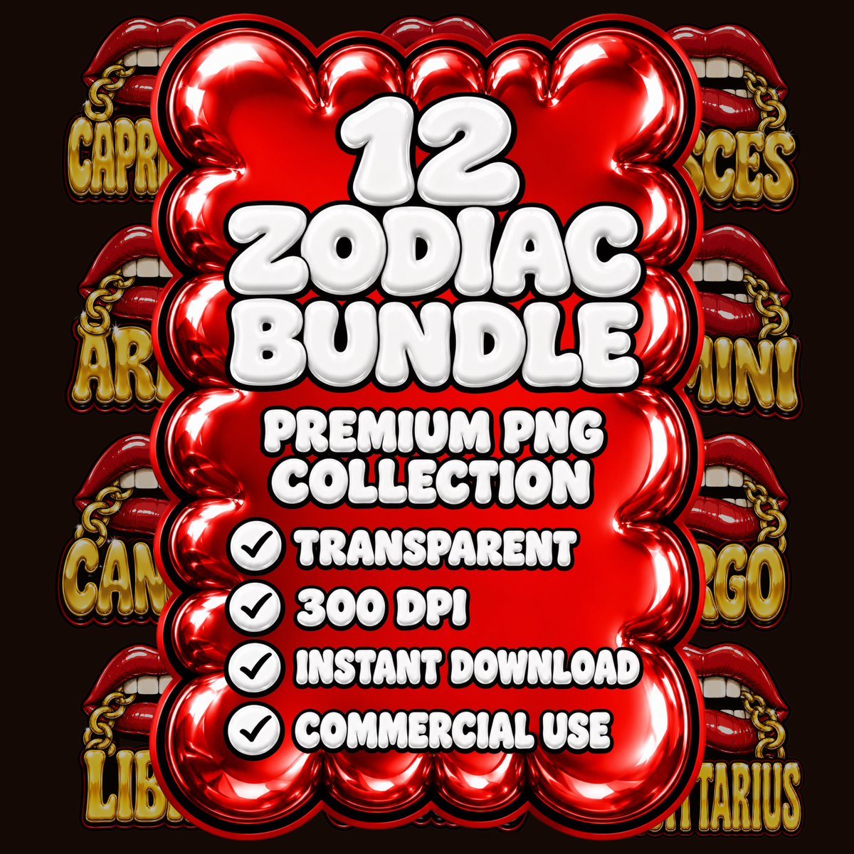 12 Zodiac PNG Bundle
