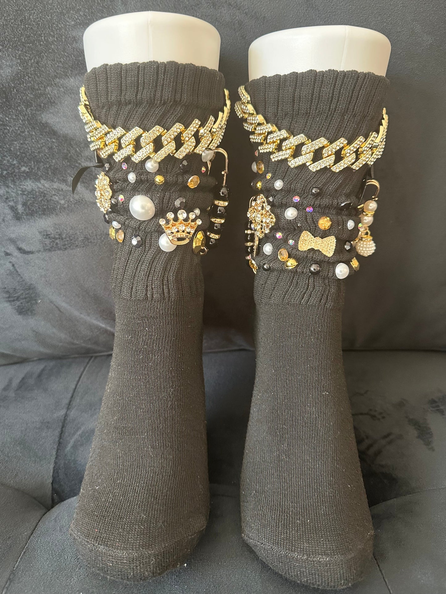 Charm Socks ~ Black w/Gold