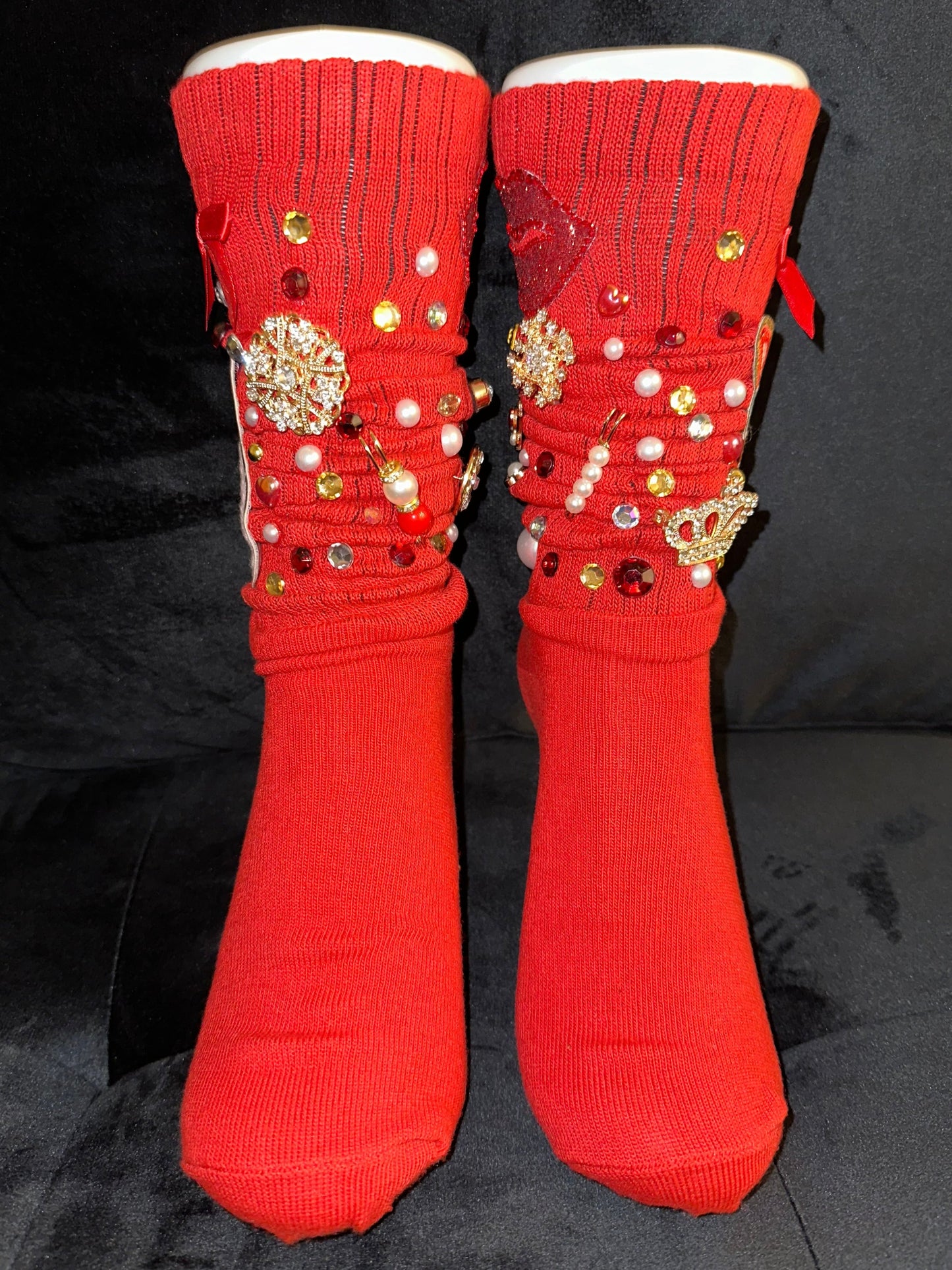 Charm Socks ~ Red w/Gold