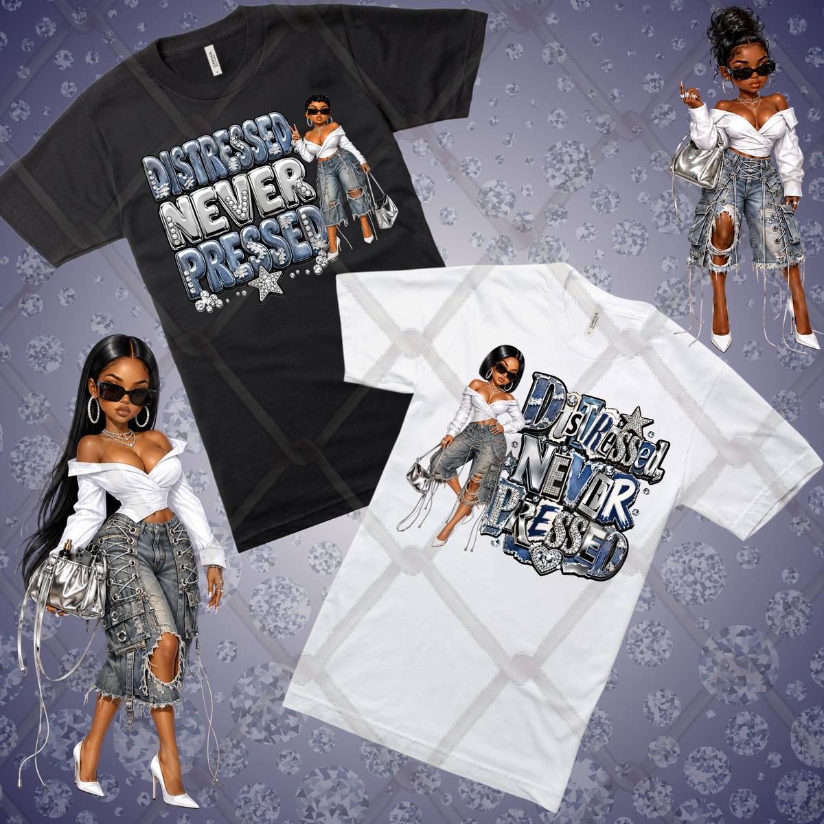 Distressed, Never Pressed Digital Doll Collection PNG 24 Bundle